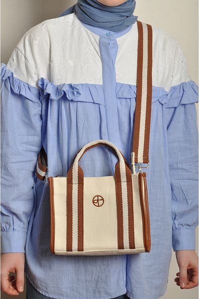 WITH-W Women's Canvas Cross Strap Tote Hand and Shoulder Bag Şi̇la