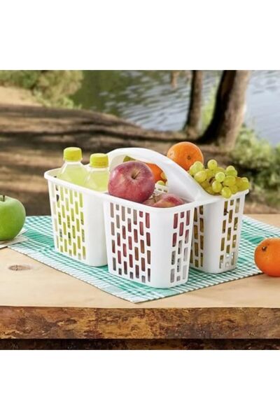 AC BOX 3 Compartment Organizer Basket with Handles, Compartment Basket Organizer, Compartment Kitchen, Bathroom, Office Organizer