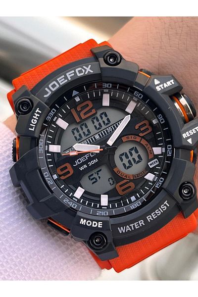 Joefox Digital and Analog 2 Years Warranty Chronometer+Calendar+Alarm+Lighting Men's Wrist Watch Joe.Bk07