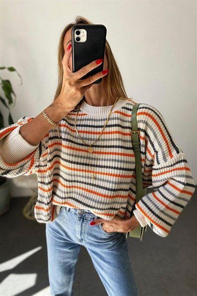 Fox Life Kids Women's Striped Thessaloniki Knitted Colorful Sweater