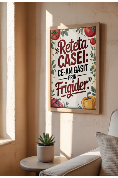 21mxm Tablou cu citat amuzant despre bucătărie – Artă murală cu umor culinar românesc, poster de gătit pentru o casă confortabilă