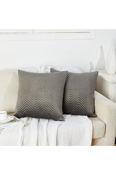 Juliyeh Set of 2 pillowcases, velvet, gray, 45 x 45 cm