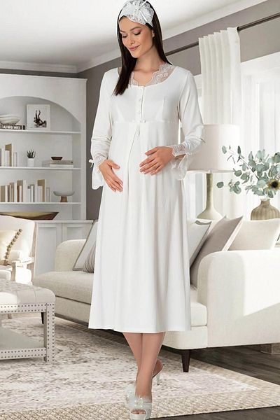 Mavelle Women's Lace Detailed Pregnant Maternity Nightgown 5312