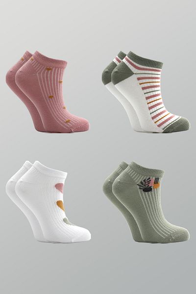KARDEŞLER ÇORAP Women's Cotton Colored Booties 4 Pack