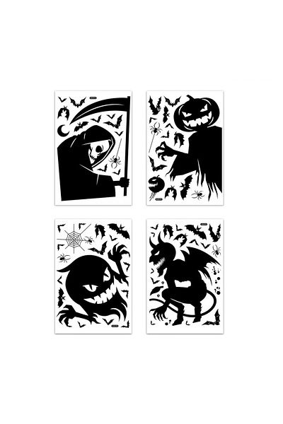 Kiuiom Set of 4 sheets of Halloween stickers Kiuiom, PVC, black