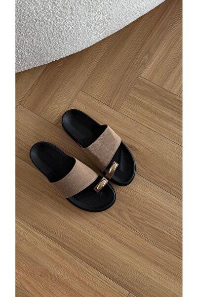 Eataly Shoes Flip Flop Ring Detailed Leaf Tape Slippers Mink