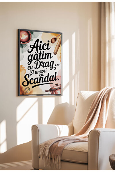 21mxm Tablou pe pânză cu citate amuzante despre bucătărie – Artă murală cu umor culinar românesc, poster culinar pentru o casă confortabilă