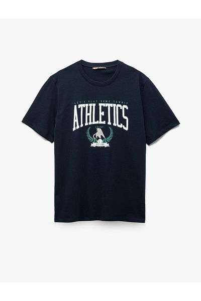 Koton Cotton Short Sleeve Regular Fit Crew Neck College Printed T-Shirt
