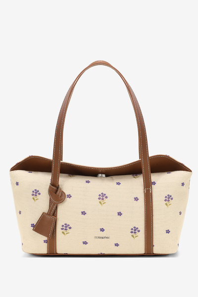 Housebags Mavi Çiçekli Kanvas Bowling Omuz Çantası 270