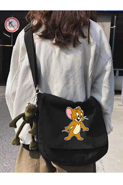 Gofeel Black Jerry Printed Unisex Messenger Bag with Strap