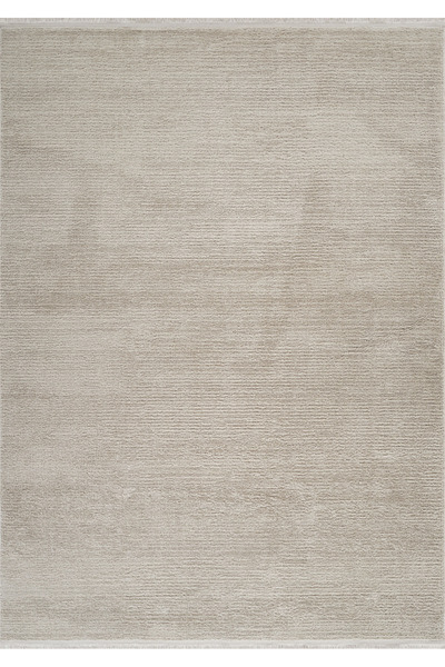 Apex Halı Lorenda 8421 Ekru Yumuşak Dokulu Spor Desenli Saçaklı Halı