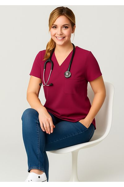 PIQUE NURSE JERSEY TOP UItralycra Spaniard - Lycra Doctor Hem?ire Jersey Top Scrubs Ομοιόμορφο χειρουργικό μπλουζάκι