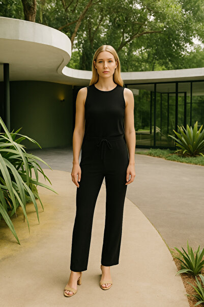 VENA Μπλούζα Crew Neck Crinkle - ΜΑΥΡΗ