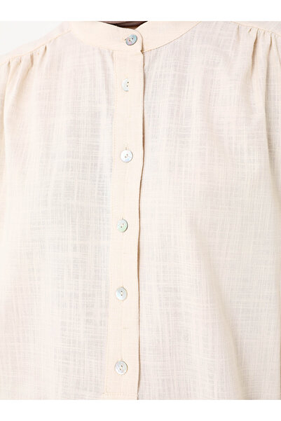 Refka Yumuşak Tuşeli Pat Detaylı Uzun Tunik - Vanilya -