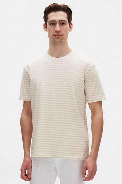 D'S Damat Tricou Ds Damat Regular Fit Bej din amestec de in simplu