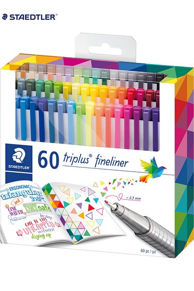 Staedtler مجموعة أقلام رصاص 334 C60 Triplus Fineliner 0.3 مم مكونة من 60 قلمًا - ملونة - صنع في ألمانيا
