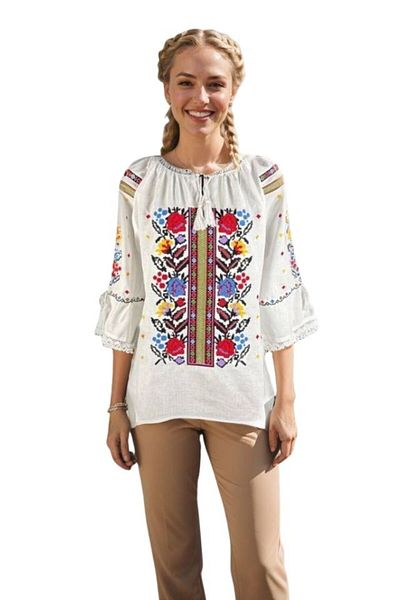 rody's forever Women's blouse RA25 white/yellow, size XL
