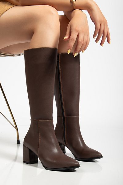 Entella Store Pointed Toe Heeled Bitter Brown Boots