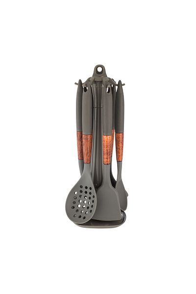 Silicone 7-piece serving spoon set with stand