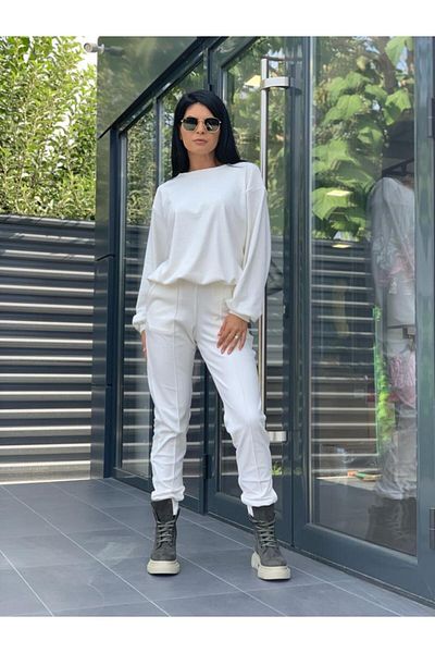 RAMONA BADESCU EXCLUSIVE Casual tracksuit in soft velvet with a loose blouse and tapered pants