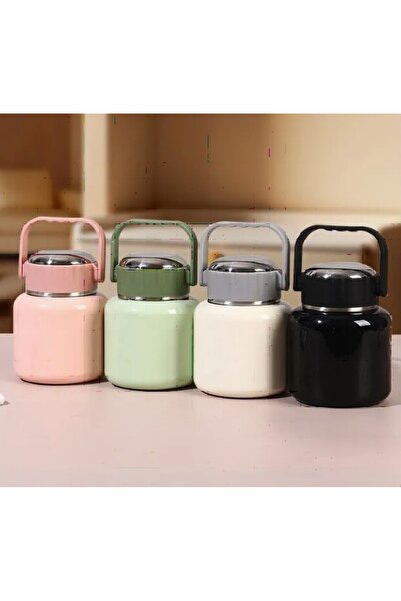 Elista Çelik Mama Termosu sıcak veya soğuk yiyecekler için öğle yemeği termosu 500 ml Siyah