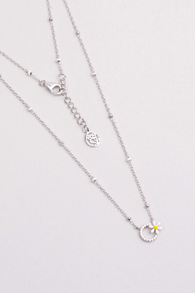 So CHIC... Venedik Papatyası 18 Ayar Beyaz Altın Kaplama 44 Cm Gümüş Kolye