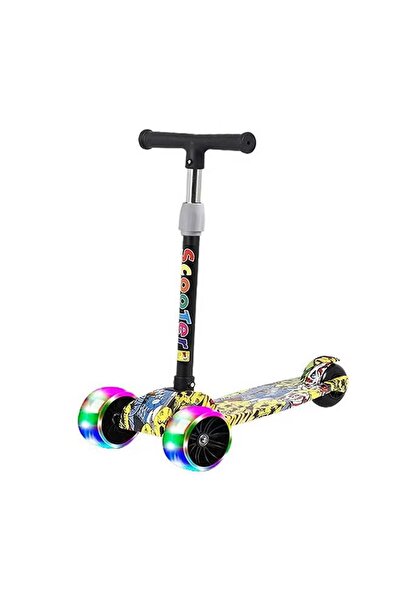rexa Tri‑Flash Wheel Graffiti Foldable & Adjustable Kids’ Scooter – Urban Sty...