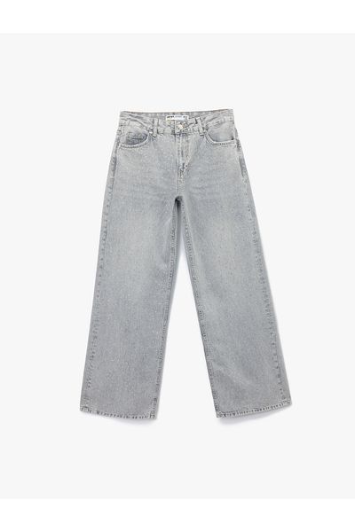 Koton Pantaloni din denim cu picioare largi cu detalii de piatră - Blugi cu picioare largi Bianca