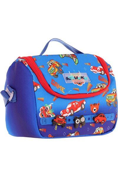 KAUKKO Детска термоизолирана кутия за обяд със силиконови аксесоари - синьо-ч...