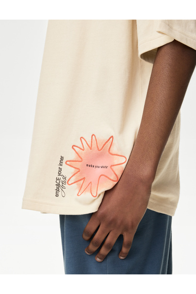 Marks & Spencer Saf Pamuklu Grafik Baskılı T‑Shirt (2–16 Yaş)