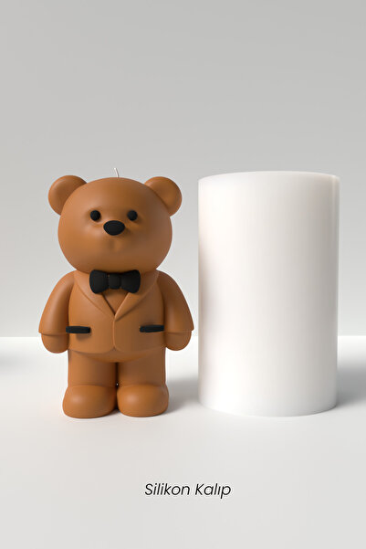 Cageartstudio Damat Ayıcık Mum Silikon Kalıp - Ayıcık Mum Kalıbı, Süsülü Ayıc...