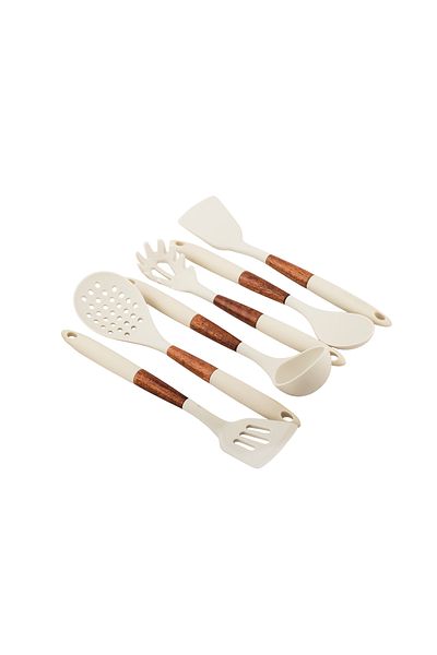 Silicone 7-piece serving spoon set with stand