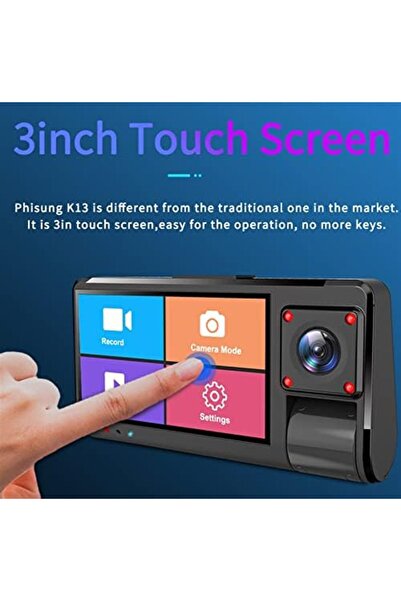 Denx كاميرا سيارة DVR من WWDZ مزودة بمرآة 3.0 بوصة، كاميرا ثلاثية، مسجل فيديو عالي الدقة 1080 بكسل، كاميرا سيارة DVR مدمجة