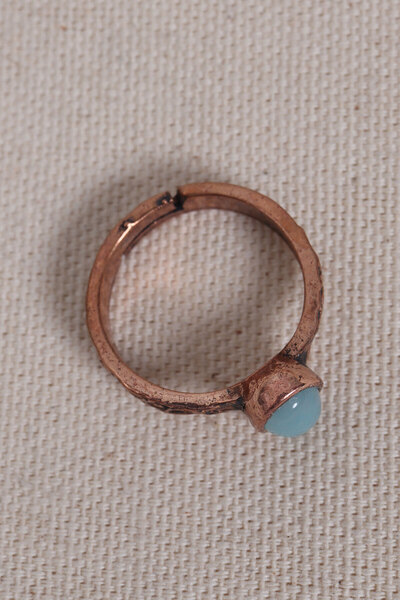 Süspüs Accessories Larimar Stone Pure Copper Adjustable Ring (Natural Stone)