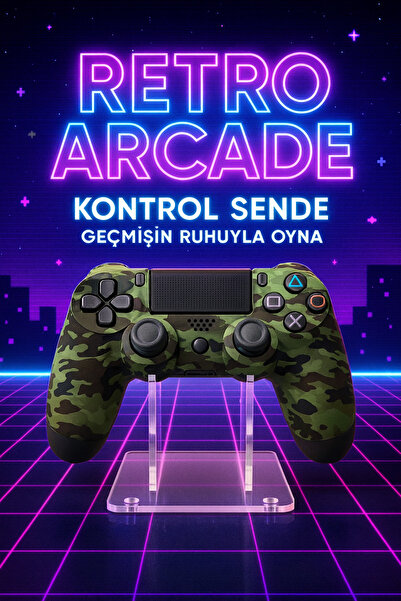 Retro Arcade Yeni Nesil PS4 Kolu | Kablosuz, Şarj Edilebilir, Ergonomik + Tit...