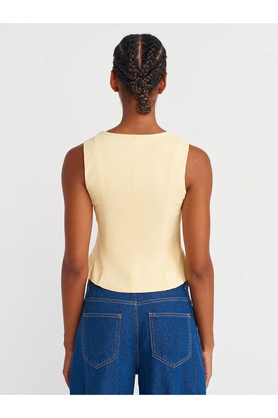 Dilvin 50860 Peplum Corset Top-Light Yellow