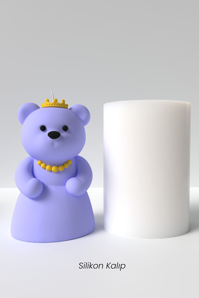 Cageartstudio Gelin Ayıcık Mum Silikon Kalıp - Ayıcık Mum Kalıbı, Süsülü Geli...