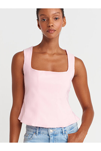 Dilvin 50860 Peplum Corset Top-Powder Pink