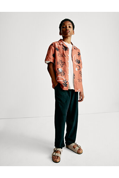 Marks & Spencer Saf Pamuklu Palmiye Desenli Gömlek (2–16 Yaş)