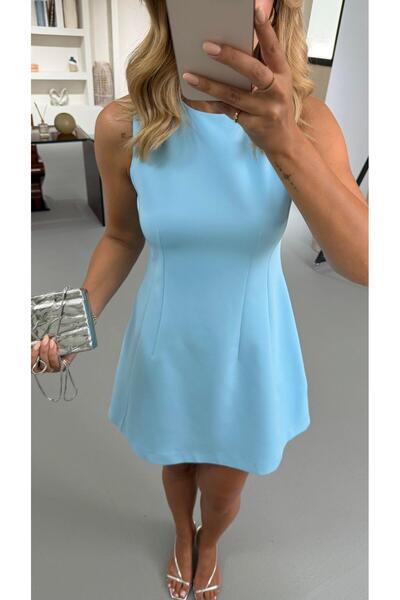 Sezgi Tekin Belden Oturtmalı Bebek Mavi Çan Elbise