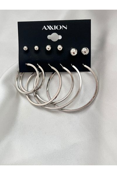 COCOSH TAKI Silver Color 6Pcs Multi Ring Earrings Set