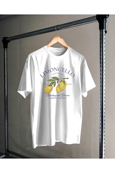 Hediyenza Lemon, Limoncello Printed Oversize T-Shirt Unisex 100% Cotton