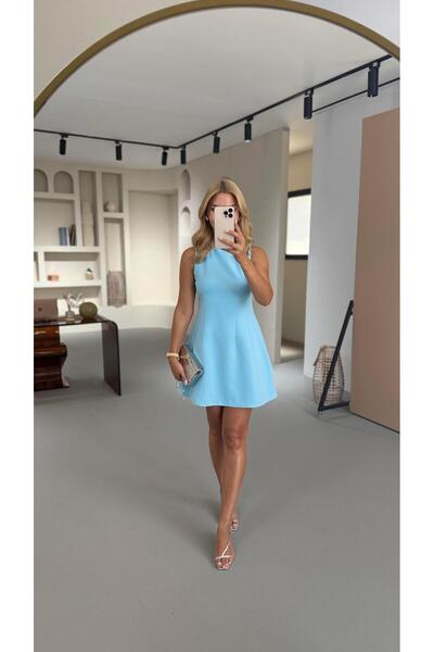 Sezgi Tekin Belden Oturtmalı Bebek Mavi Çan Elbise