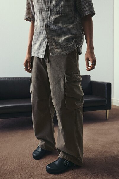 H&M Soluk Görünümlü Kargo Pantolon Loose Fit