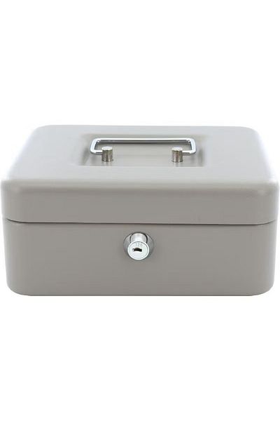 Royal Falcon 8-Inch Metal Cash Box with Key Lock – Matte Grey Finish