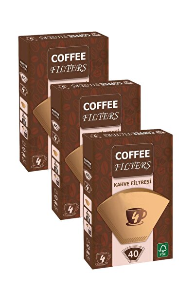 Coffee Filters Coffeo Filters NO4 40 Adet Kahve Filtre Kağıdı x 3 Adet