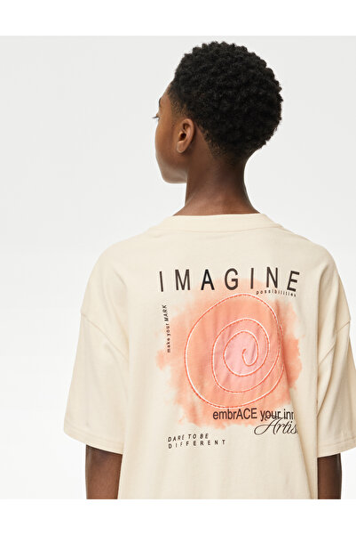 Marks & Spencer Saf Pamuklu Grafik Baskılı T‑Shirt (2–16 Yaş)