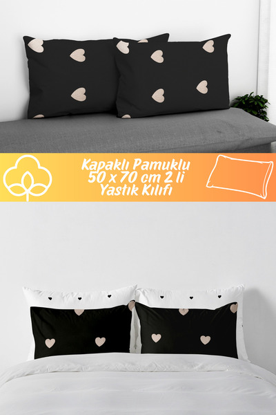 Vareni Pamuklu Yastık Kılıfı 2 Adet Kapaklı 50 x 70 cm İpliği Boyalı Modern B...