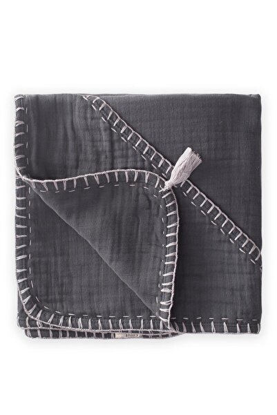 Cigit Double Layer Handmade Muslin Triangle Towel (Washed) 75X75 cm Anthracite