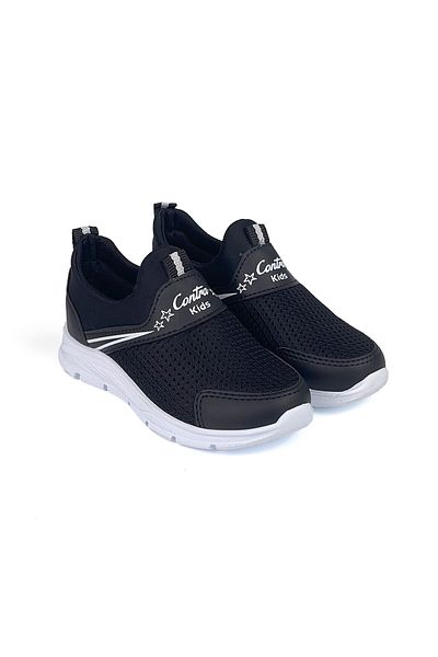 KAJILA Children's Unisex Black White Laceless Slip-On Comfortable Fit Daily Sneaker Sports Shoes